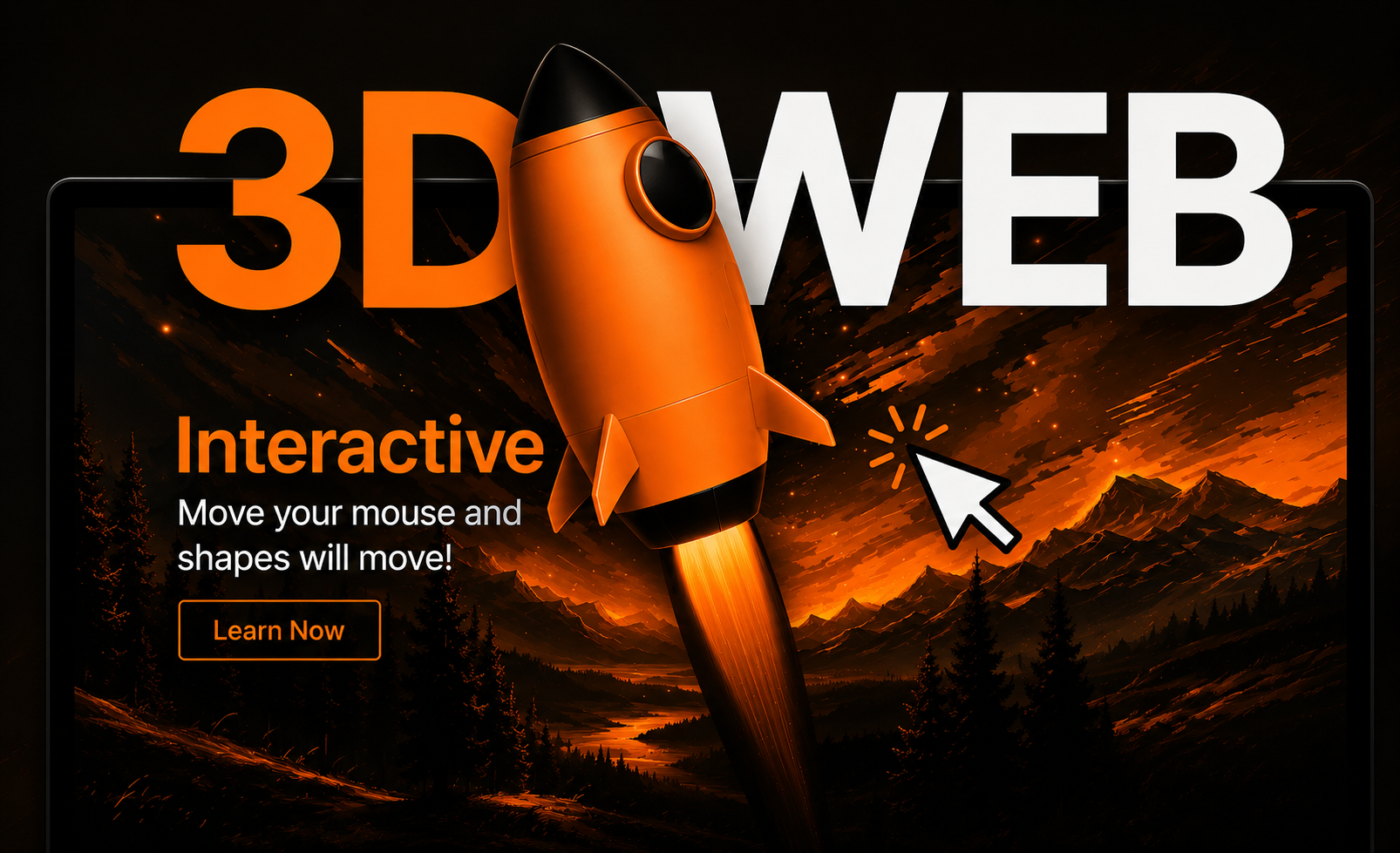 3D interactive scrollable website design showcased on a laptop screen in a Dubai studio