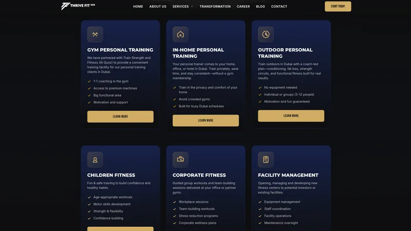 Thrive Fit DXB — Personal training team with 30+ years combined experience and 500+ transformations