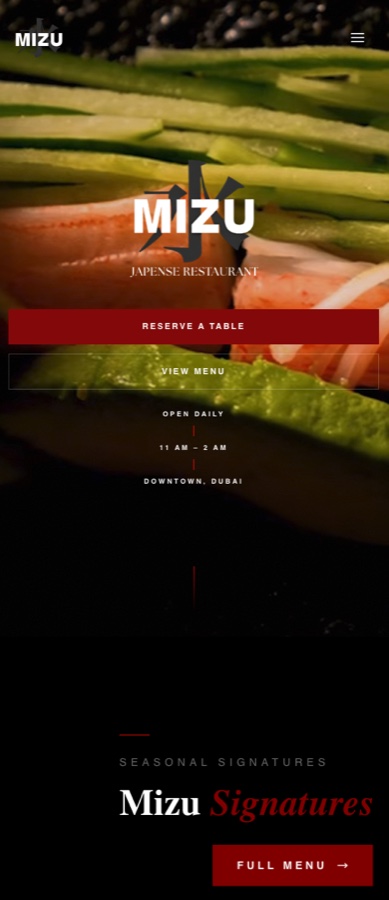 Mizu — mobile responsive view